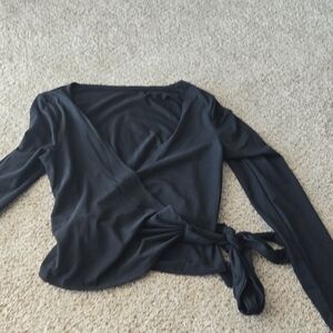 Long Sleeve Black Wrap Yoga Top